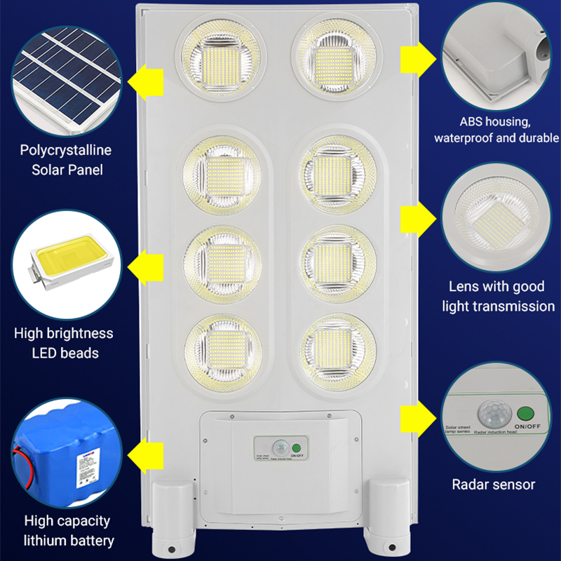 Uzun Çalışma Süresi Güneş Sokak Lambası 100w 200w 300w Güneş Enerjili Sokak Lambası