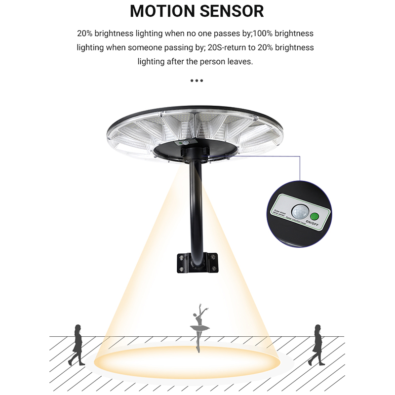 Hareket Sensörü UFO Güneş Enerjili Bahçe Işığı Hepsi Bir Arada Güneş Enerjili Sokak Lambası